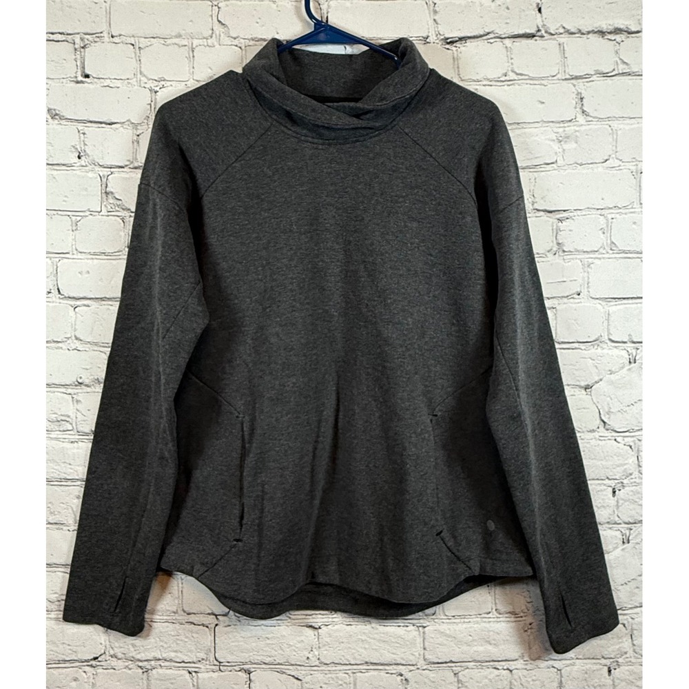 Layers 8 Qwick-Dry Pullover Funnel Neck Thumb Hole‎ Gray Top L